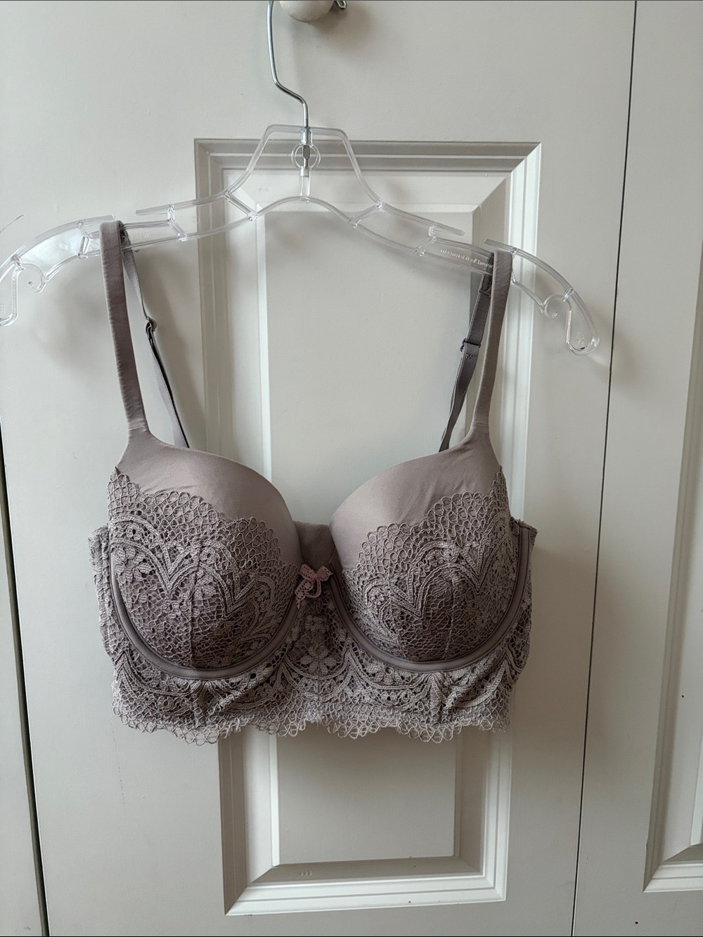 Victoria's Secret Body by Victoria Lace Longline Bra in Taupe Size 34DD